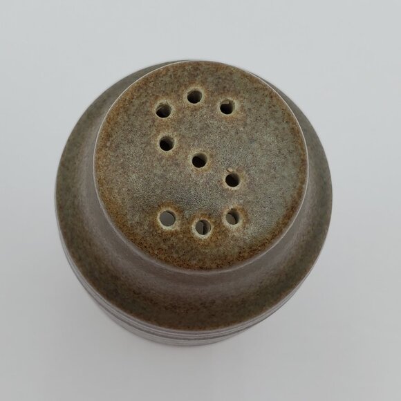 Denby Langley Sherwood Salt & Pepper Shakers Olive Green Brown Ribbed Shakers - Picture 4 of 7